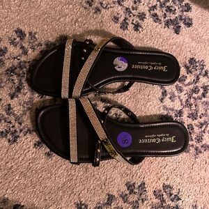 Juicy Couture Black Sandals with Silver and Gold Details